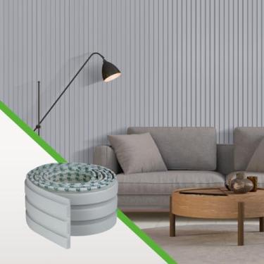 Imagem de Painel Ripado Papel de Parede Autocolante EVA Laminado Textura Relevo Moderno Linha Play Meu Rodapé MRP (10 Metros, Cinza)