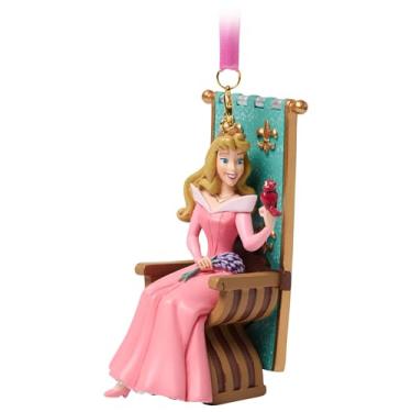 Imagem de Disney Store Enfeite oficial de caderno de desenho de princesa Aurora, Bela Adormecida, decoração de árvore de Natal, adequado para pendurar ou independente, 10 cm / 4"