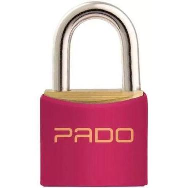 Imagem de Kit 2 Cadeados Pado 30mm Color Latão Resistente Mala Mochila, Rosa