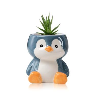 Imagem de DIYOMR Vaso de animais fofos, mini vaso de flores suculentas de cerâmica em forma de animal, suporte de plantas de ar interno, plantador de cacto decorativo liso e brilhante - plantas não incluídas