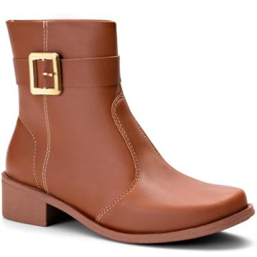 Imagem de Bota Feminina Lumiss Montaria Rasteira Cano Baixo Fivela caramelo39