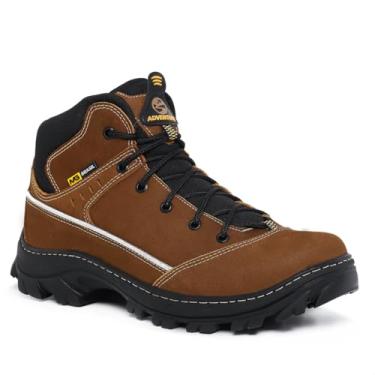 Imagem de Bota Coturno Masculina Adventure Em Couro Legítimo Botina Sola Tratorada Antiderrapante Costurada 360° Palmilha Gel (MARROM, BR, Adulto, Numérico, 39)