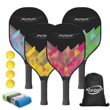 Imagem de Conjunto de 4 Pás de Pickleball Flydot com 4 Bolas, Bolsa e Toalhas