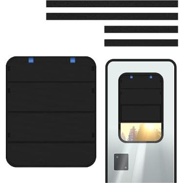 Imagem de RVLAND Persiana de janela para porta de trailer, capa de janela blackout de trailer dobrável atualizada, proteção contra raios UV, capa de janela para trailer, 600D Oxford espesso à prova d'água com bolsa de armazenamento (preto)