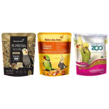 Imagem de Kit Suprema Selecta Grãos Calopsita + Farinhada R.A Criador Parrots - 