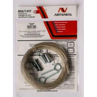 Imagem de Varal 10m Aço Revestido C/ Pvc Não Enferruja +kit Instalação - ART-VAR
