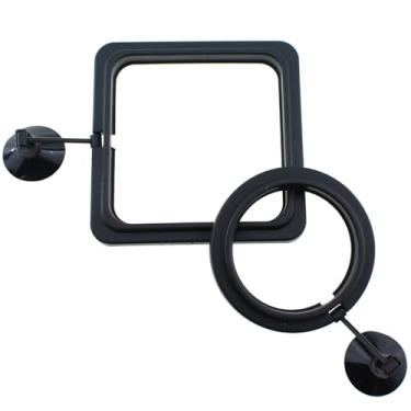 Imagem de Maxmoral 4 peças anel de alimentação preto para peixes de aquário alimentador flutuante de alimentos 10 cm quadrado e 7,5 cm redondo