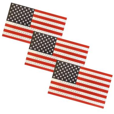 Imagem de Ramble - Adesivo refletivo da bandeira dos EUA tamanho (12,7 cm x 7,6 cm) para carro, caminhão, para-choque, motocicleta, geladeira, computador, decalque da bandeira americana (vermelho 3 peças)