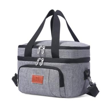 Imagem de Bolsa Portátil Lancheira Térmica Fitness Impermeável Marmita Cooler Resistente Térmica Isolante A Prova De Vazamento Para Alimentos Almoço Acampamento Praia Grande 25L - WEYOUNG (Cinza)