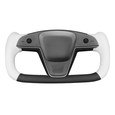 Imagem de MEWANT Capa de volante de couro real Tesla Model S Yoke costurada à mão para Tesla Model S 2021-2023 / Model X 2021-2023 Tesla Yoke Acessórios de volante