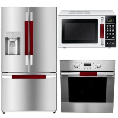 Imagem de BlueStars Capas de maçaneta de porta de geladeira, conjunto de 6, mantenha seus aparelhos de cozinha limpos de manchas, gotejamentos, manchas de alimentos, óleo, protetor de decoração para geladeira,