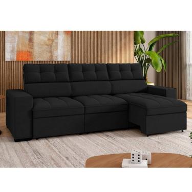 Imagem de Sofá 4 Lugares Retrátil e Reclinável 290 Cm Grécia Preto