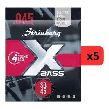 Imagem de Kit 5 Encordoamento Strinberg Para Contra Baixo SB45 - 4 Cordas