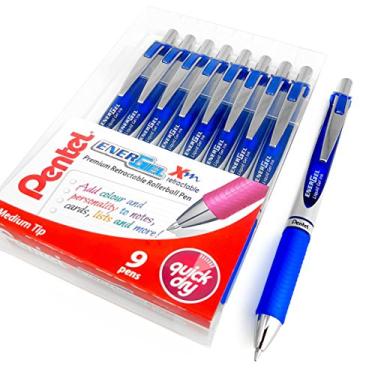 Imagem de Pentel EnerGel XM BL77 – Caneta retrátil de tinta de gel líquido – 0,7 mm – 52% reciclada – Carteira de 9 – Azul