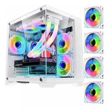 Imagem de Gabinete Gamer Aquario Branco GB1791 com 4 Fans RGB Vidro - Hayom