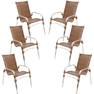 Imagem de Kit 6 Cadeiras Emily Em Alumínio E Fibra Sintética Trama Original Argila