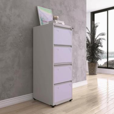Imagem de Gaveteiro Arquivo de Aço 4 Gavetas Pandin Móveis Cinza/lilás