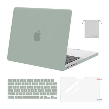 Imagem de MOSISO Compatível com MacBook Pro 14 polegadas 2025 2024 2023 2022 2021 M5 M4 M3 M2 M1 A3434 A3112 A3185 A3401 A2918 A2992 A2779 A2779 2442, Capa rígida, capa de teclado, película e bolsa, verde
