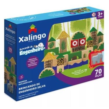Imagem de Brincando de Engenheiro na Selva Blocos de Montar 70 peças em Madeira 