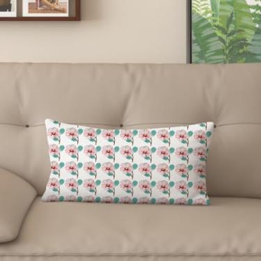 Imagem de Sladjana [Estilo idílico] Capa de almofada impressa digital tipo linho - Padrão floral rosa dupla face, design com zíper invisível (50 x 71 cm, FSWM-K)