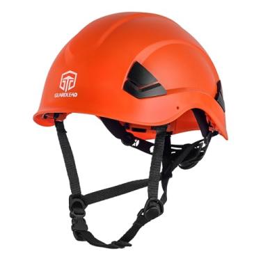 Imagem de GUARDLEAD Capacete De Segurança Com Tira Queixo, Certificado Pela Ansi Z89.1, Ventilado, Para Construção, Perfil Baixo, Ajustável, Aprovado Osha, Homens E Mulheres (Laranja)