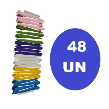 Imagem de Kit 48 Presilhas Para Cabelos Bico De Pato Metal Colorida