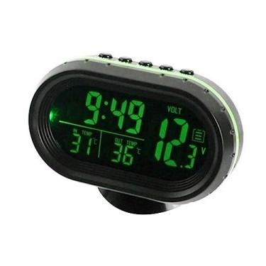 Imagem de Termômetro do Carro, DC 12V Automóvel Relógio LED Iluminado Auto Dual Temperatura Gauge Voltímetro Voltagem Tester Relógio do Carro Temperatura do Painel do Carro Relógio Com-50