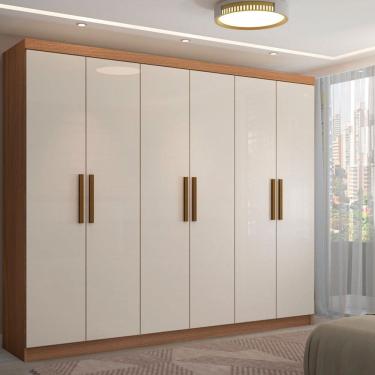 Imagem de Guarda-Roupa Casal Odisseia 6 Portas 2 Gavetas Cinamomo/Off White - Panorama Móveis