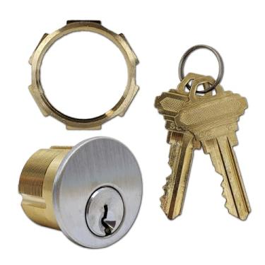 Imagem de Summit Doorware Kit de trava de encaixe para travas de alarme Detex – Cilindro de encaixe de chaveta SC1 de 3,5 cm com anel rosqueado – Serve para travas de alarme de saída Detex EAX500, EAX300, V40