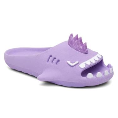 Imagem de Chinelo Infantil Slide Sharky Fun Tubarão Punk Divertido e 2 Barbatanas Extra