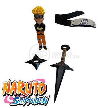 Imagem de Kit Boneco Naruto 15Cm + 2 Shuriken + 1 Bandana...