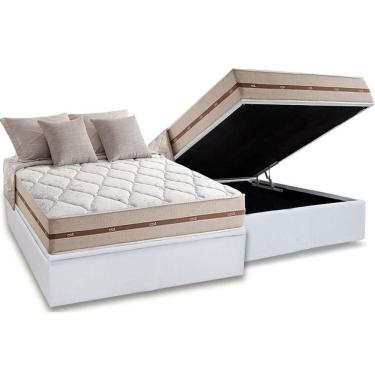 Imagem de Kit Cama Box Baú Casal MasterPocket Classic 138x188 com Colchão Molas Ensacadas Base Br...