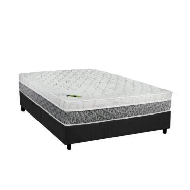 Imagem de Cama Box Casal: Colchão Molas Masterpocket Ensacadas Luckspuma Aspen + Base Cinza(138X188)