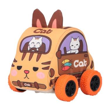 Imagem de Fabric Kids puxe para trás o tema de animal de desenho animado de carrinho de algodão macio de algodão para crianças de 1 a 3 anos sem baterias necessárias (Gato)