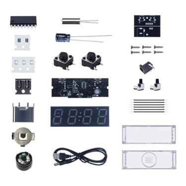 Imagem de Bothyi Kit de relógio digital faça você mesmo para prática de soldagem, display inteligente portátil de temperatura e umidade, despertador faça você mesmo, com Capa