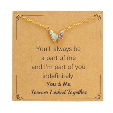 Imagem de SOPIFY Colar feminino com pedra do mês de nascimento de borboleta, dourado, delicado para mãe, filha, irmã, avó, neta, amigas, melhores presentes de pedra do mês de nascimento, Adjustable, Cobre, Sem