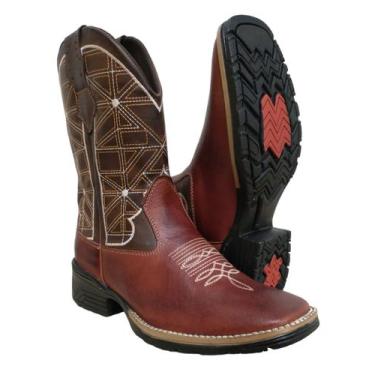 Imagem de Bota Texana Country Masculina Cano Longo Couro - RM, Pinhão, 37