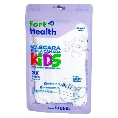Imagem de Mascara tripla camada kids branca c/10 fort health