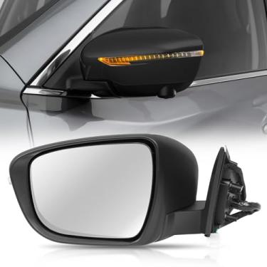 Imagem de Espelho esquerdo do lado do motorista adequado para Nissan X-trail T32 Rogue 2014-2020, espelho retrovisor com vidro elétrico/aquecido/seta/câmera/dobra elétrica/fósforo preto (13 pinos)