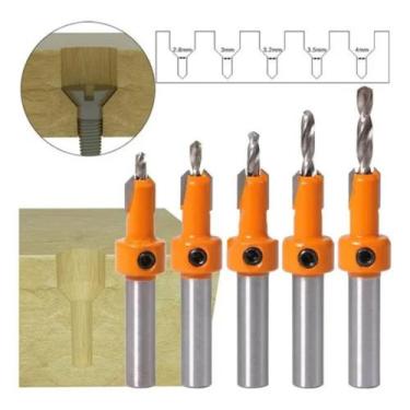 Imagem de Kit 5 Brocas Rebaixo 8mm De Parafuso para Madeira com Limitador - Pen 