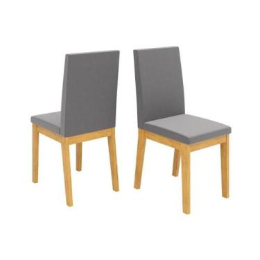 Imagem de Cadeira Sala de Jantar Suzy Kit 2 un Cedro/Suede Lunar - DJ Móveis