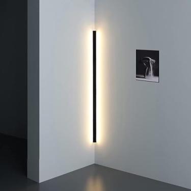 Imagem de Luz De Parede De Canto Iluminação De Arandela De Parede Linear Lâmpada De Parede Led Arandelas De Parede Minimalistas De Faixa Longa Lâmpadas De Canto Para Sala De Estar Qua, Black, 60cm