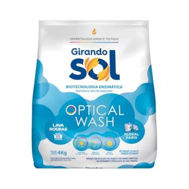 Imagem de Girando Sol Lava Roupas Em Pó Floral Paris 4Kg Sabão Em Pó Lava Roupa Perfumado Azul Optical Wash Biotecnologia Enzimática Rende 50 Lavagens