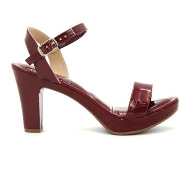 Imagem de Sandália Via Uno Original 411004 Salto Grosso Meia Pata Feminino (VINHO, BR, Adulto, Numérico, 33)