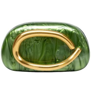 Imagem de louceko Bolsa de ombro feminina com corrente em forma de concha bolsa de mão acrílica moderna bolsa de casamento bolsa clutch, Verde