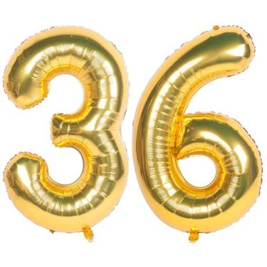 Imagem de CHANGZHONG Balões De 40" Com Números Dourados, Folha Hélio, Mylar, Decoração Para Festa Aniversário E Banquete, 36