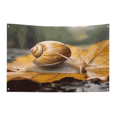 Imagem de Bandeira com quatro furos bandeiras para todos os climas caracol em folhas impressas bandeira decorativa bandeiras de poliéster adequadas para uso interno e externo 89 x 159 centímetros