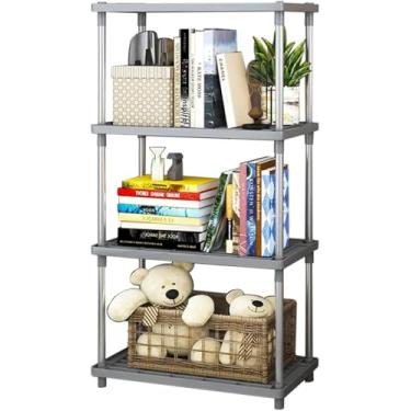 Imagem de Prateleiras De Armazenamento De Plástico De 4 Camadas, Unidade De Prateleira Independente Multiuso, Fácil De Montar Para Casa, Garagem, Porão E Lavanderia, G