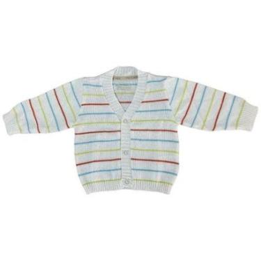 Imagem de Casaco de Tricô de Bebê Listrado Cores Tricô Kids Branco-Masculino