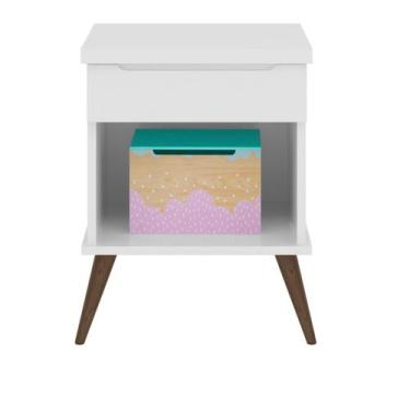 Imagem de Mesa de Apoio Infantil Melinda MDF Pés Madeira Branco Pheonix Baby